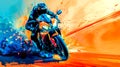 Dynamic motorcycle racing abstract art