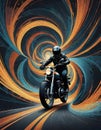 Dynamic Motorcycle Rider Amidst a Swirl of Colors, Capturing the Essence of Speed and Motion, Generative AI