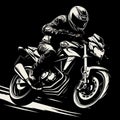 Dynamic Motorcycle Rider In High Contrast Chiaroscuro Vector Illustration