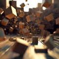 dynamic movement of cubes in a kinetic composition Royalty Free Stock Photo