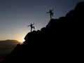 dynamic movements of two crazy friends on the peak cliffs