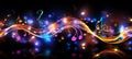 Dynamic multicolored abstract background with musical notes in a neural network inspired composition Royalty Free Stock Photo