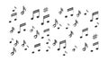 Dynamic Music Notes and Symbols Black Seamless Pattern, vector design Generative AI Royalty Free Stock Photo