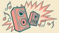 Dynamic Music Party: Speakers, Notes, and Energy Burst, vector design Generative AI Royalty Free Stock Photo