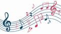Dynamic Music Staff with Flowing Notes Pattern, vector design Generative AI Royalty Free Stock Photo