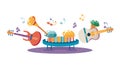 Dynamic Musical Instruments with Flowing Music Notes, vector design Generative AI Royalty Free Stock Photo