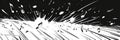 Dynamic musical notes striking black and white scene