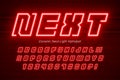 Dynamic neon light 3d alphabet, retro-futuristic origainal type.
