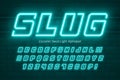 Dynamic neon light 3d alphabet, retro-futuristic origainal type.