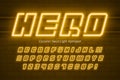 Dynamic neon light 3d alphabet, retro-futuristic origainal type.