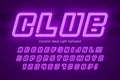 Dynamic neon light 3d alphabet, retro-futuristic origainal type.