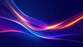 Dynamic Neon Light Streaks With Glowing Particles On Dark Blue abstract background Royalty Free Stock Photo