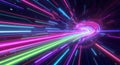 Dynamic Neon Light Trails Swirling Through a High-Speed Digital Tunnel, Illustrating Data Flow, Network Connections, and Royalty Free Stock Photo