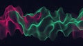 Dynamic Neon Particle Wave Abstract Background Glowing Pink and Green Digital Data Flow Visualization Royalty Free Stock Photo