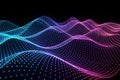 Dynamic neon particle wave background for technology and sound visualization. Royalty Free Stock Photo