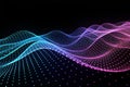 Dynamic neon particle wave background for technology and sound visualization. Royalty Free Stock Photo