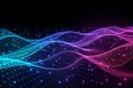 Dynamic neon particle wave background for technology and sound visualization. Royalty Free Stock Photo