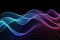 Dynamic neon particle wave background for technology and sound visualization. Royalty Free Stock Photo