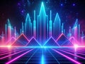 Dynamic Neon Pulse Chart A Futuristic Digital Night Vision Display of Pink and Blue Abstract Patterns for a