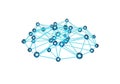Dynamic network structure with glowing blue nodes and connections Royalty Free Stock Photo