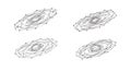 Dynamic network structures with interconnected nodes and lines creating abstract geometric forms Royalty Free Stock Photo
