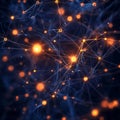 Dynamic neural network with glowing nodes and interconnected pathways Royalty Free Stock Photo