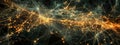 Dynamic neural network visualization depicting complex interconnected web of neurons and synapses