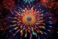 Dynamic New Years fireworks display with bold Royalty Free Stock Photo
