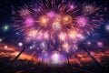 Dynamic New Years fireworks display with bold Royalty Free Stock Photo