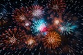 Dynamic New Years fireworks display with bold Royalty Free Stock Photo