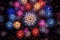 Dynamic New Years fireworks display with bold Royalty Free Stock Photo