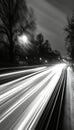 Dynamic Night Drive Through an Urban Landscape with Light Trails and Motion Abstraction Effects Royalty Free Stock Photo