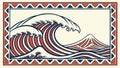 Dynamic Ocean Wave with Tribal Pattern Frame Vector Art, vector design Generative AI Royalty Free Stock Photo