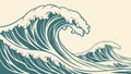 Dynamic Ocean Waves: Powerful Sea Illustration, vector design Generative AI Royalty Free Stock Photo