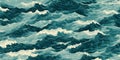 Dynamic ocean waves in a seamless repeating pattern Generative AI Royalty Free Stock Photo