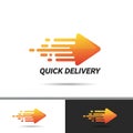 Dynamic orange gradient arrow with trailing lines conveying speed and motion, Royalty Free Stock Photo