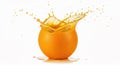 Dynamic Orange Juice Splash with Fresh Orange Fruit Royalty Free Stock Photo
