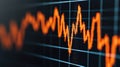 Dynamic orange line graph visualizing data trends on a dark background, symbolizing analysis and financial growth Royalty Free Stock Photo