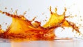 Dynamic Orange Liquid Splash Against White Background in Studio Shot Royalty Free Stock Photo