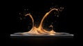 Dynamic Orange Liquid Splash with Bubbles Against a Black Background Royalty Free Stock Photo