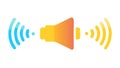 Dynamic orange megaphone icon with outward radiating sound waves, vector design Generative AI Royalty Free Stock Photo
