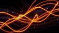 Dynamic Orange Neon Light Trails Over Dark Background Royalty Free Stock Photo