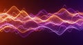 Orange and purple wave pattern with flowing particle streams, digital art Royalty Free Stock Photo