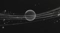 Dynamic orbiting particle in motion abstract science illustration dark environment close-up view conceptual visualization