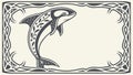 Dynamic Orca Leaping, Ornate Frame Marine Vector Art, vector design Generative AI Royalty Free Stock Photo