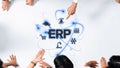 Dynamic Overview of ERP Implementation with Engaging Hands Illustrating Key Concepts and Features across a Corporate Royalty Free Stock Photo