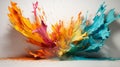Dynamic Paintbrush Splatter on Canvas in Minimalist Studio Royalty Free Stock Photo