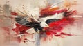 Dynamic painting of a bald eagle in flight, wings fully extended. The background
