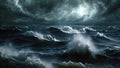 A dynamic painting capturing the fierce power of a storm as it unfolds amidst the vastness of the ocean, Gothic style Video of a