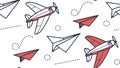 Dynamic Paper Airplanes Flying for Communication & Ideas, vector design Generative AI Royalty Free Stock Photo